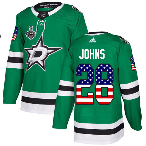 Adidas Men Dallas Stars #28 Stephen Johns Green Home Authentic USA Flag 2020 Stanley Cup Final Stitched NHL Jersey